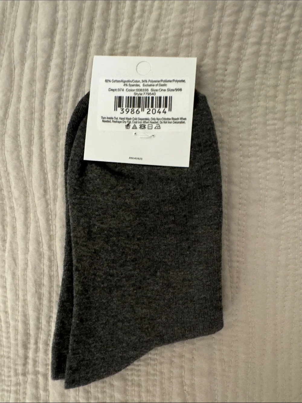 LOFT Dark Gray Crew Socks with Sparkling Rhinestones
